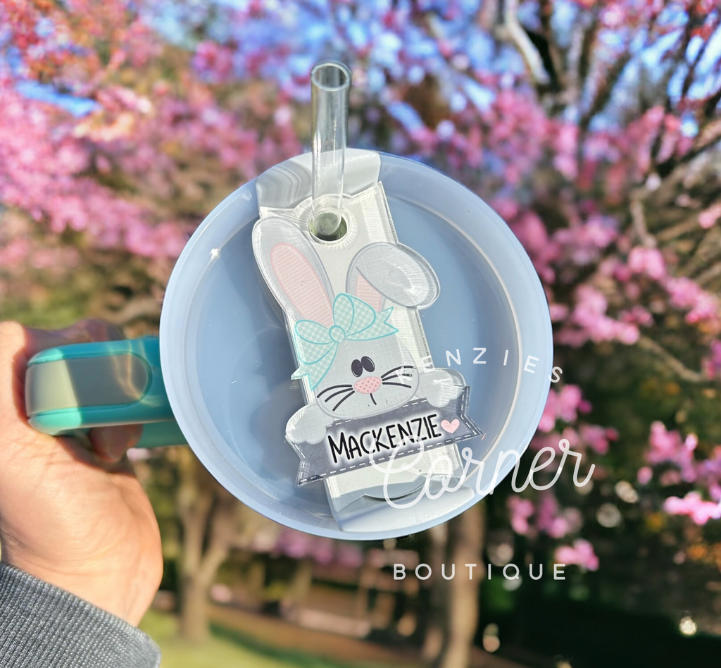 Blank Acrylic 40 oz name plate topper bunny holding name plate