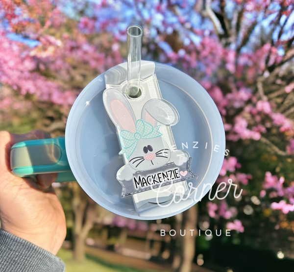 Blank Acrylic 40 oz name plate topper bunny holding name plate