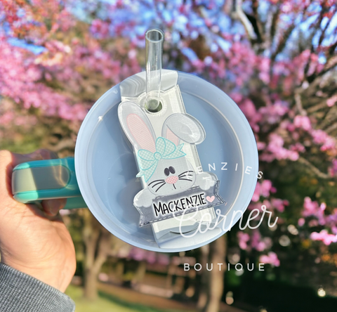 Blank Acrylic 40 oz name plate topper bunny holding name plate