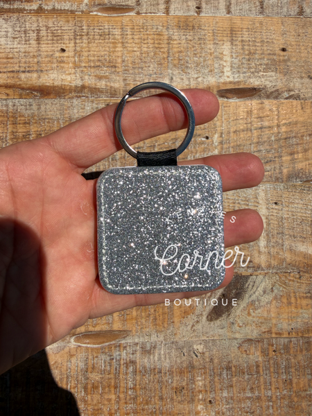 Blank sublimation glitter keychain key chain