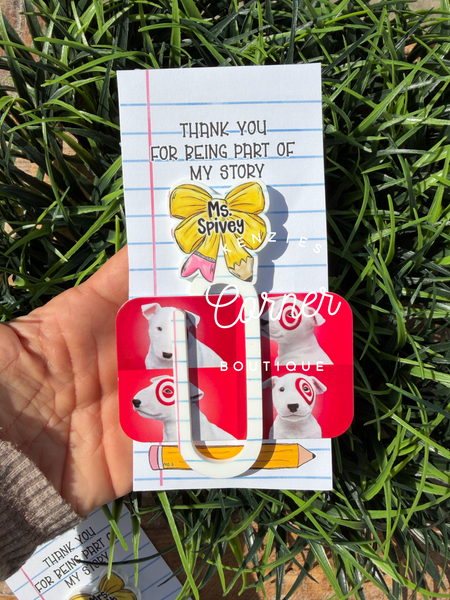 Customized Acrylic paper clip bookmark pencil BOW paper clip