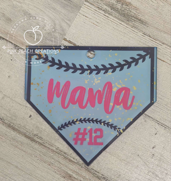 Blank Acrylic home plate bag tag or charm