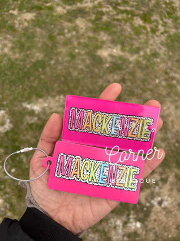 Blank Acrylic long rectangle bag tag or charm