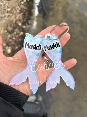 Blank Acrylic mermaid tail bag tag or charm