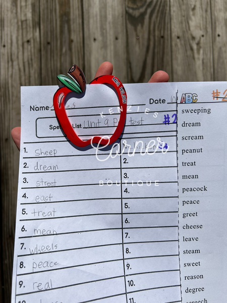 Customized Acrylic paper clip bookmark Apple