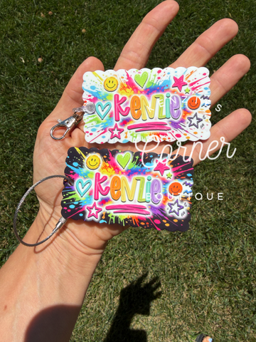 Blank Acrylic rectangle scallop keychain or bag tag