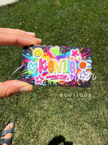 Blank Acrylic rectangle scallop keychain or bag tag