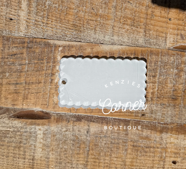 Blank Acrylic rectangle scallop keychain or bag tag