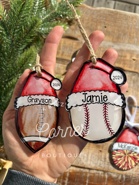 Customized Acrylic cheer and sports ornaments