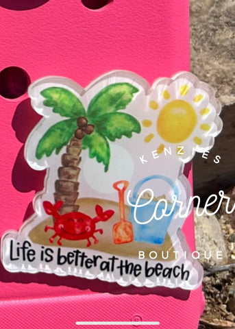 Blank Acrylic beach scene bag tag or charm ARA