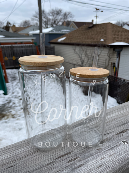 Blank 16 ounce clear glass cup for sublimation