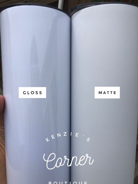 Blank 20 ounce white MATTE straight skinny tumblers for sublimation- metal straw
