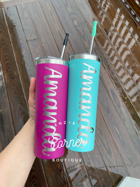 Blank powder coated 20 oz skinny tumbler