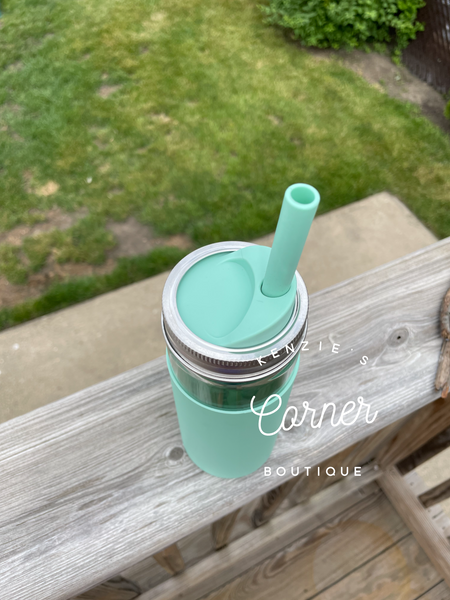 Mint Not for sublimation Blank 20 oz glass MASON JAR CUP with silicon sleeve