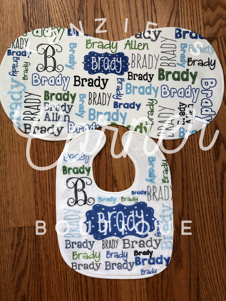 Custom made baby Burp cloth