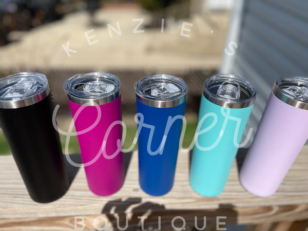 Blank powder coated 20 oz skinny tumbler