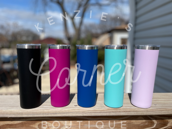 Blank powder coated 20 oz skinny tumbler