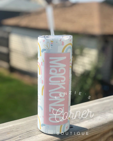 Blank 20 ounce white MATTE straight skinny tumblers for sublimation- metal straw