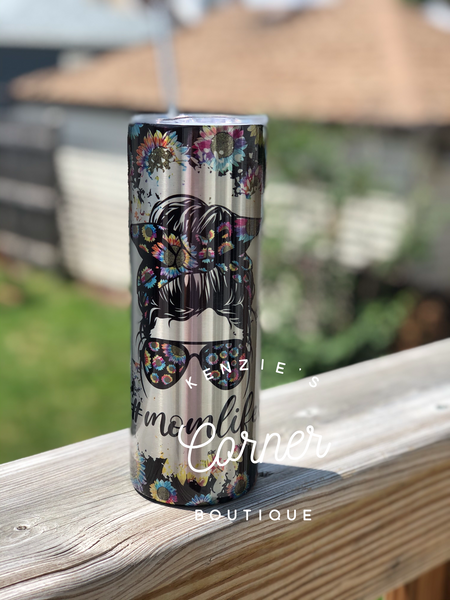 Blank 20 ounce SILVER straight skinny tumblers for sublimation