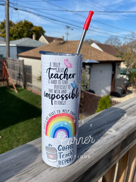 Teacher quote 20 oz skinny tumbler