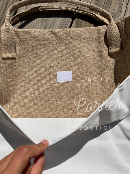 Blank burlap and white sublimation tote bag (large and medium size)