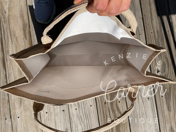 Blank burlap and white sublimation tote bag (large and medium size)
