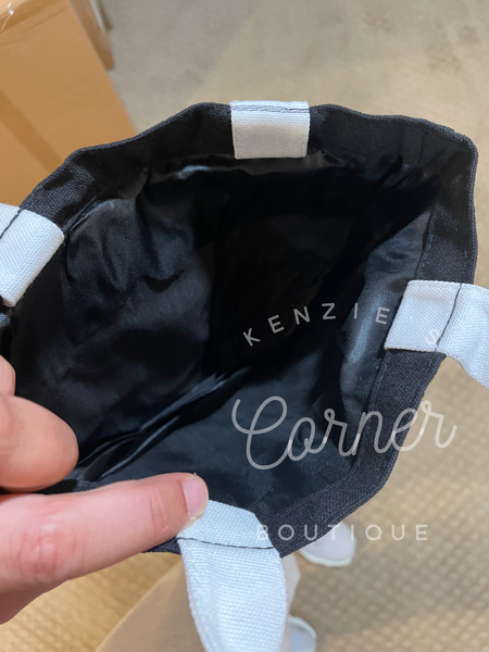 Blank black lined top sublimation canvas tote bag