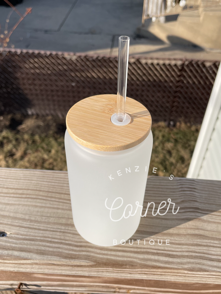 Blank 16 ounce frost glass cup for sublimation