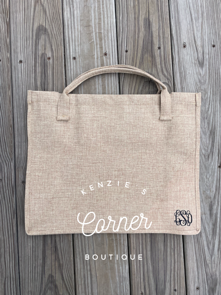 Blank burlap and white sublimation tote bag (large and medium size)