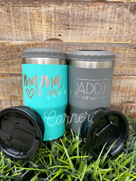 Blank powder coated 4-in-1 can cooler tumbler