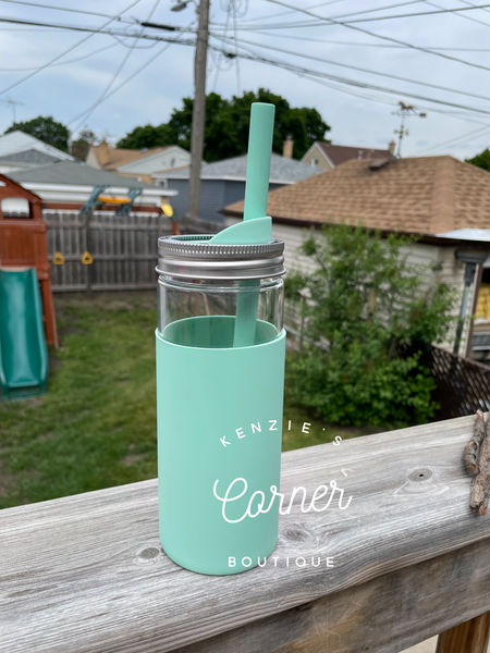 Mint Not for sublimation Blank 20 oz glass MASON JAR CUP with silicon sleeve