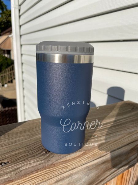 Blank powder coated 4-in-1 can cooler tumbler