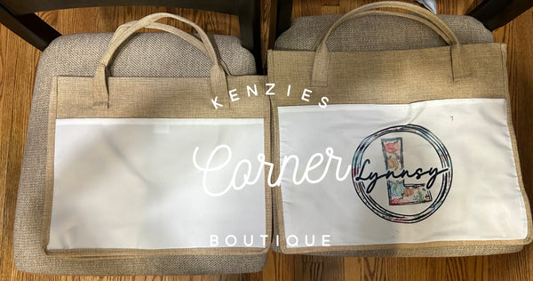 Blank burlap and white sublimation tote bag (large and medium size)