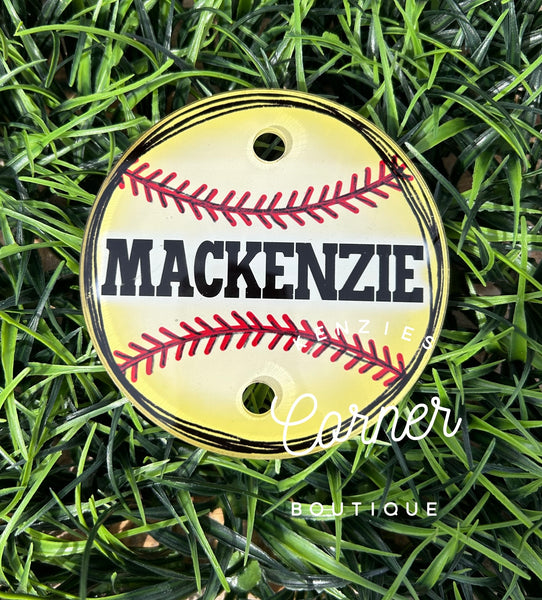 Blank Acrylic baseball or softball bag hook tag
