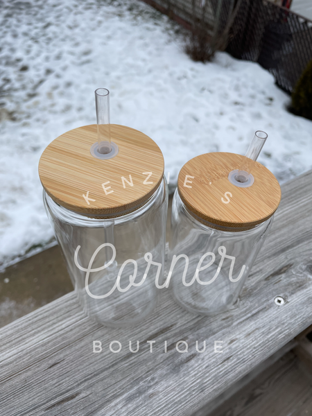 Blank 16 ounce clear glass cup for sublimation