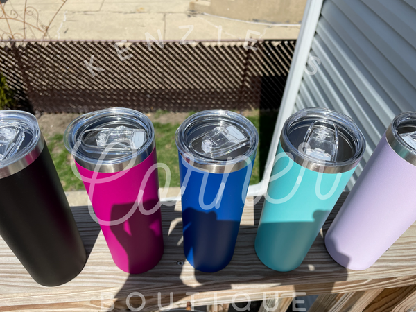 Blank powder coated 20 oz skinny tumbler