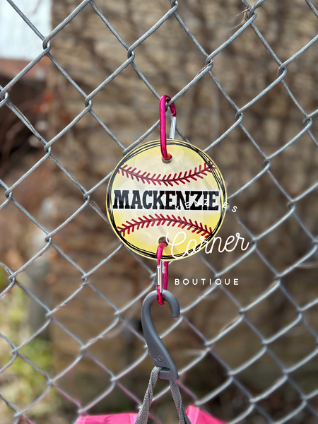Blank Acrylic baseball or softball bag hook tag