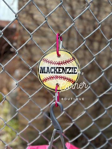 Blank Acrylic baseball or softball bag hook tag