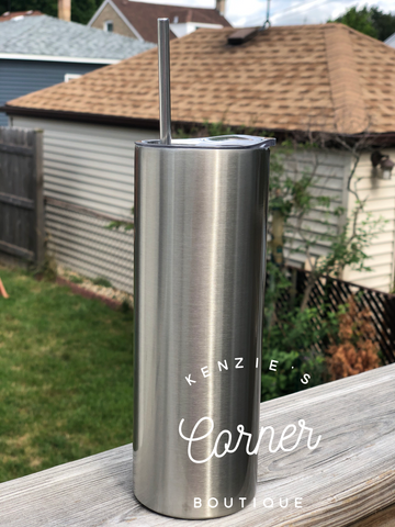 Blank 20 ounce SILVER straight skinny tumblers for sublimation