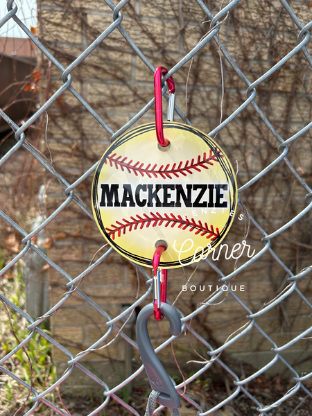 Blank Acrylic baseball or softball bag hook tag