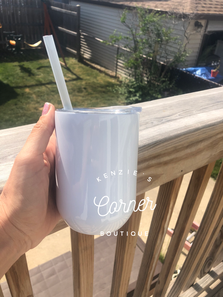 Blank 12 ounce straighter side wine tumbler for sublimation