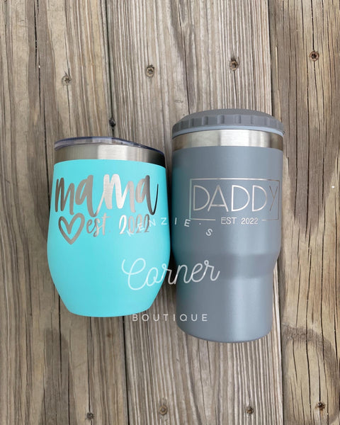 Blank powder coated 4-in-1 can cooler tumbler
